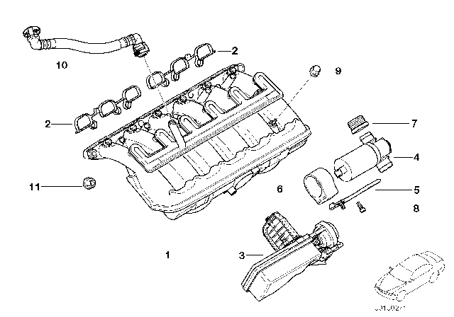2003 BMW 325i  T-Shape Idle Regulating Valve Diagram for 13417515365