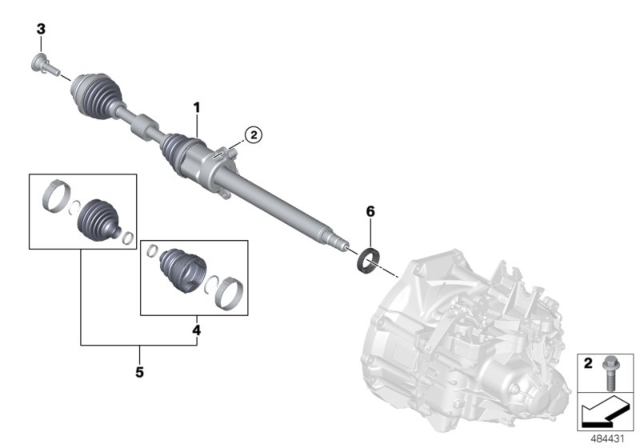 2018 BMW X2  Front Right Cv Axle Assembly Diagram for 31608482286