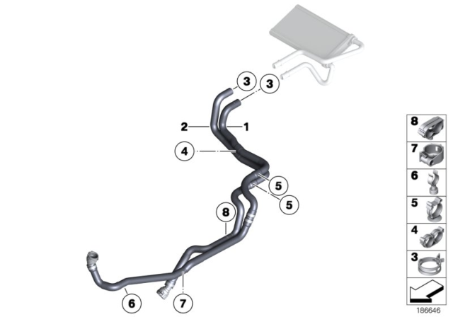 2011 BMW Z4  Hose Clamp Diagram for 64219125217