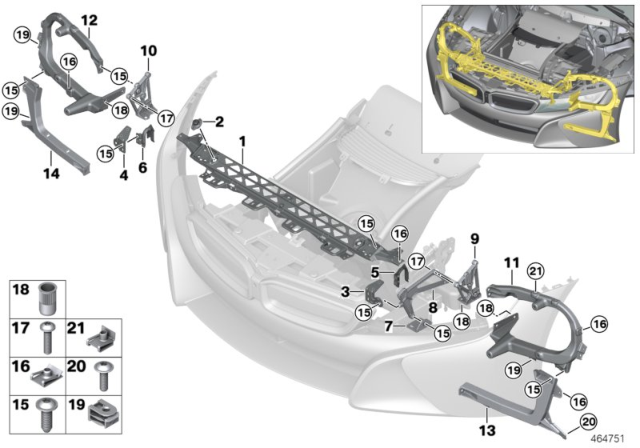 2016 BMW i8  Holder, Supplementary Cooler, Top Right Diagram for 51647336228