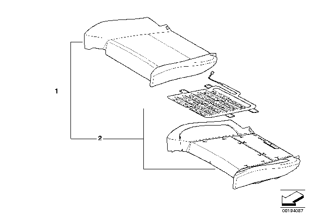 2010 BMW X5 M  Padded Section, Comfort Seat, Leather Diagram for 52107277578