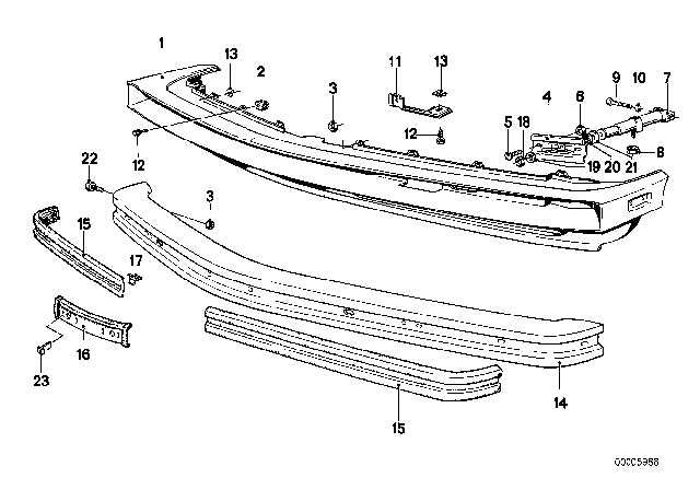 1982 BMW 733i  Bumper Front Center Diagram for 51111852952