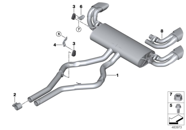 2011 BMW X5  Rear Muffler Diagram for 18307600490