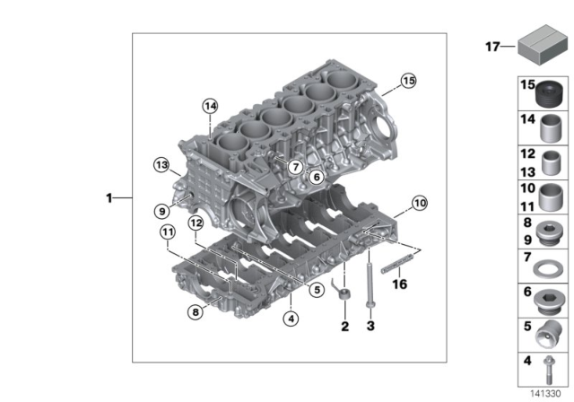 2007 BMW 328xi  Engine Block With Piston Diagram for 11110420714