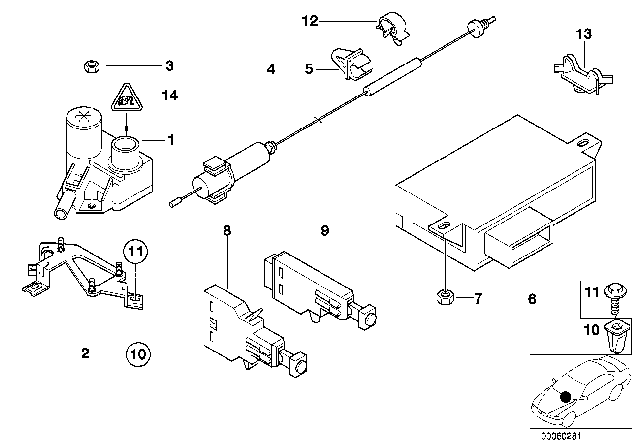 2001 BMW 530i Universal Socket Housing Uncoded Diagram for 61138364624