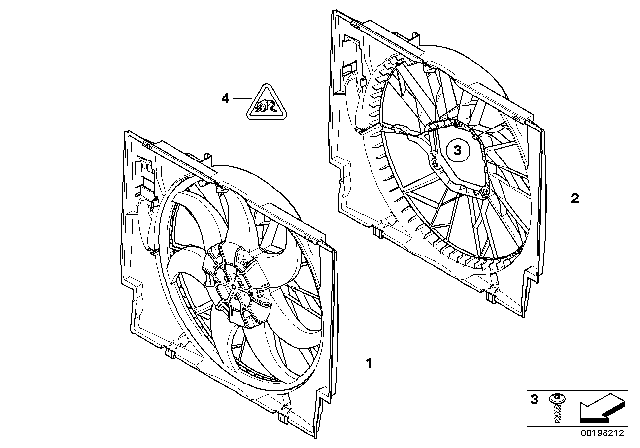 2008 BMW 535i  Cooling Fan Assembly With Shroud Diagram for 17427603658