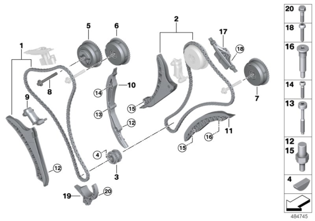 2020 BMW M760i xDrive  Chain Guide Diagram for 11147574332