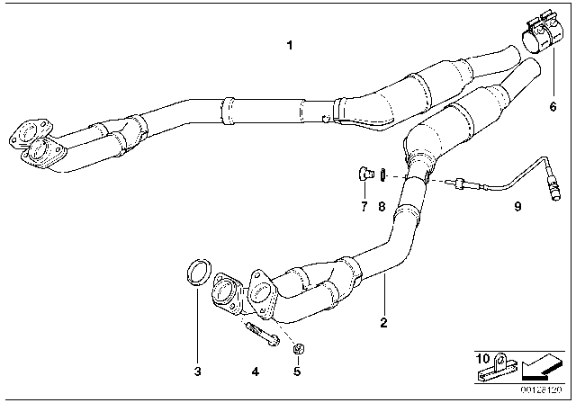 1995 BMW 740iL  Catalytic Converter Diagram for 18301745011
