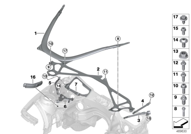 2018 BMW M4  Extension, Suspension Cross-Brace, Left Diagram for 31122284857