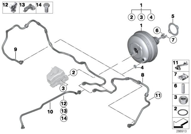 2013 BMW 640i  Power Brake Booster Master Cylinder Diagram for 34336790454