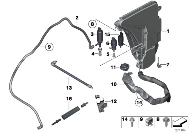 2015 BMW Alpina B7L xDrive  Washer Fluid Reservoir Diagram for 61667269667