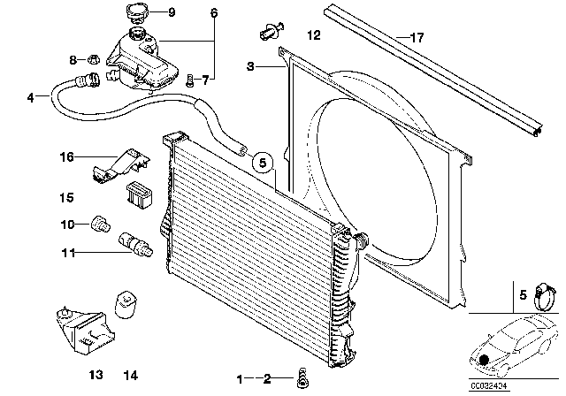 1999 BMW Z3  Fan Shroud Diagram for 17101715321