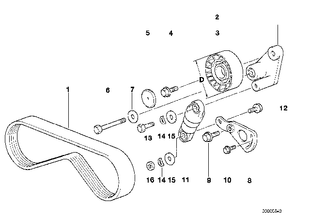 1994 BMW 540i  Ribbed V-Belt Diagram for 11287833266
