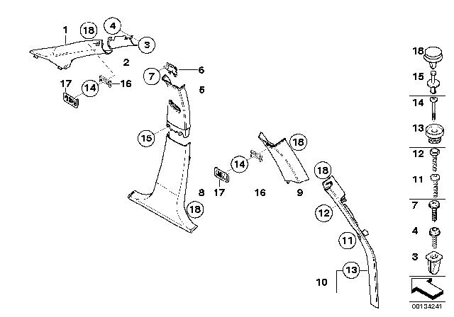 2006 BMW X3  Cover Column B Left Diagram for 51433403319