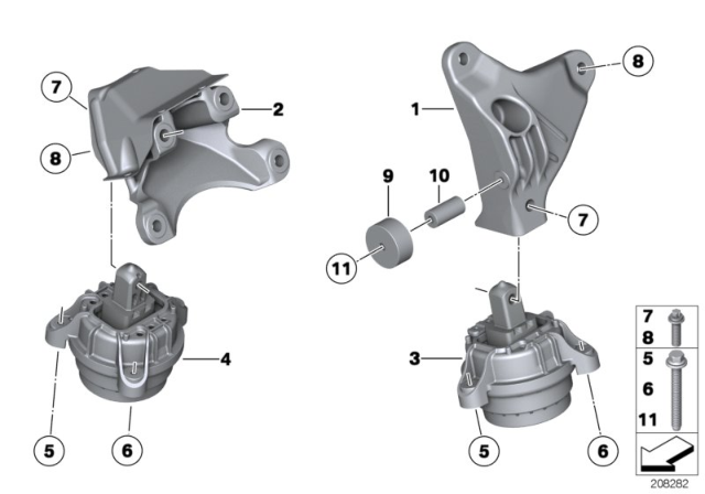 2013 BMW ActiveHybrid 5  Engine Mount Left Diagram for 22116858975