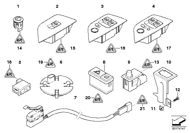 2003 BMW Z4 Window Lifter Switch Right Passenger Diagram for 61316914983