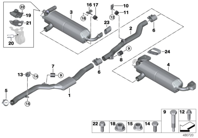 2020 BMW 530i xDrive  V-Band Clamp Diagram for 18308631986