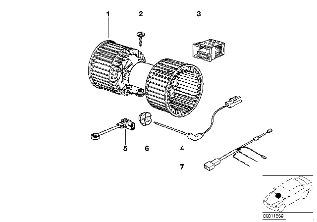 1995 BMW 750iL  Blower Unit Diagram for 64118391809