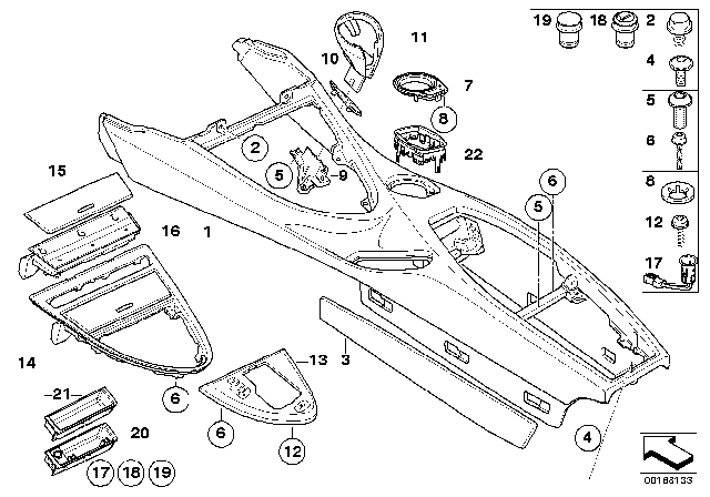 2009 BMW 650i Front Ashtray Insert Diagram for 51168208722