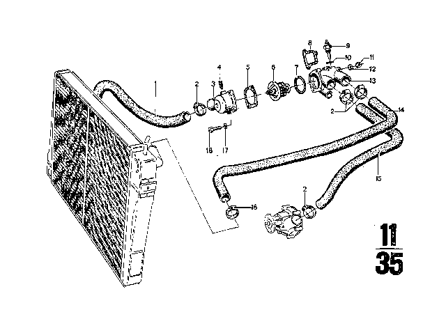 1974 BMW 3.0CS  Thermostat Housing Diagram for 11531710959