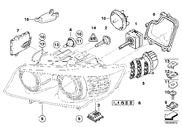2012 BMW 328i xDrive  Covering Cap, Xenon Headlight, Left Diagram for 63127238813