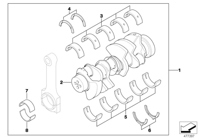 2000 BMW M5  Engine Connecting Rod Bearing Diagram for 11241407492