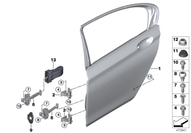 2020 BMW 740i  Left Rear Door Brake Gasket Diagram for 51227335915