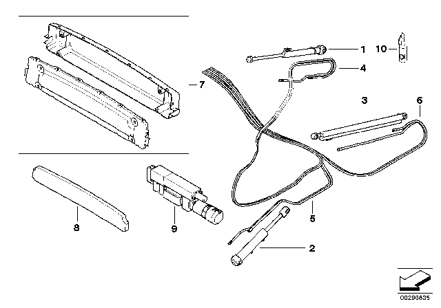 2007 BMW 650i Set Of Cables, Tensioning Rod Left Diagram for 54347154639
