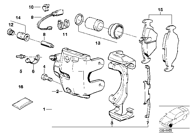 1989 BMW M3  Repair Set Brake Caliper Diagram for 34111153202