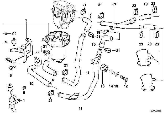 1997 BMW 850Ci  Hose Diagram for 11721728897