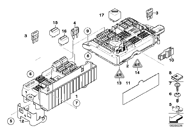 2011 BMW X5 M Power Distribution Box, Front Diagram for 61149145115