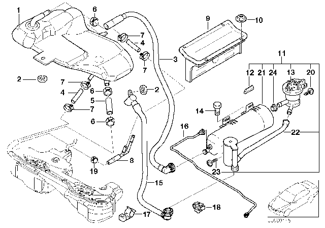 2003 BMW M3  Fuel Hose Diagram for 16116772292