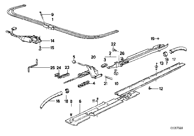 1993 BMW 525i  Left Gate Diagram for 54128169823