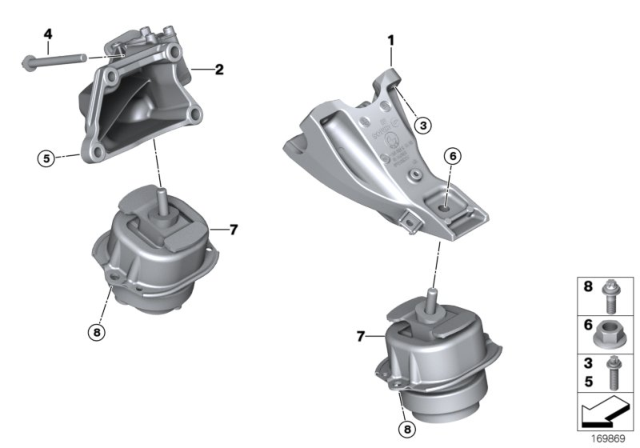 2017 BMW X5  Engine Mount Bracket Right Diagram for 22116852868