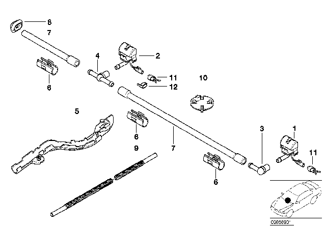 2001 BMW 325i  Wiring Duct, Bonnet Hinge Diagram for 61668362810