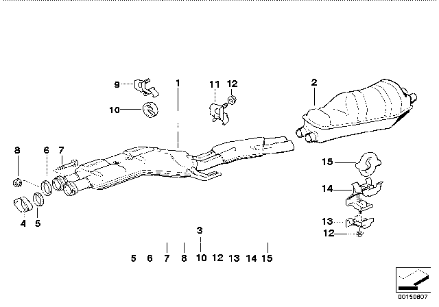 1995 BMW 540i  Centre Muffler Diagram for 18129068601