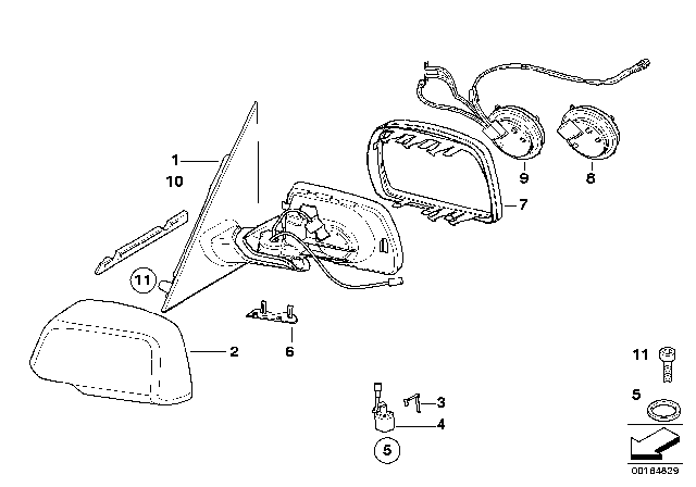 2007 BMW X3 Outside Mirror Cover Cap, Primed, Left Diagram for 51163450443