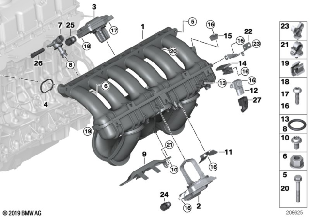 2006 BMW 530xi  Differential Pressure Sensor Diagram for 13628617097