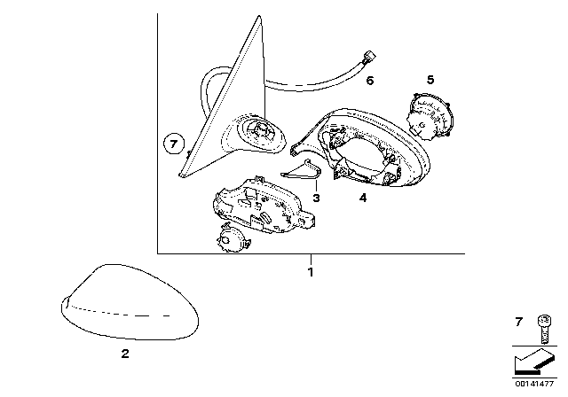 2011 BMW 128i  Outside Mirror Heated With Memory, Left Diagram for 51167208183