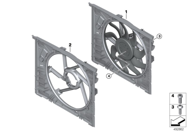 2020 BMW M340i  Fan Housing With Fan Diagram for 17428666818