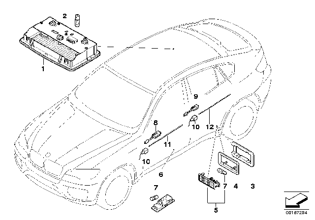 2008 BMW X6  Interior Reading Light, Rear Diagram for 63319111009
