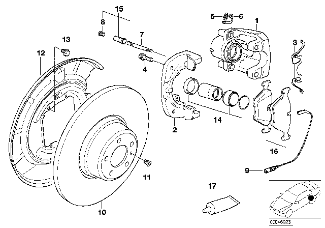 1995 BMW 750iL Calliper Carrier Diagram for 34211163335