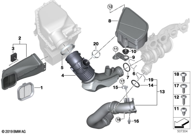2018 BMW 530e xDrive  Resonator Holder Diagram for 13718623292