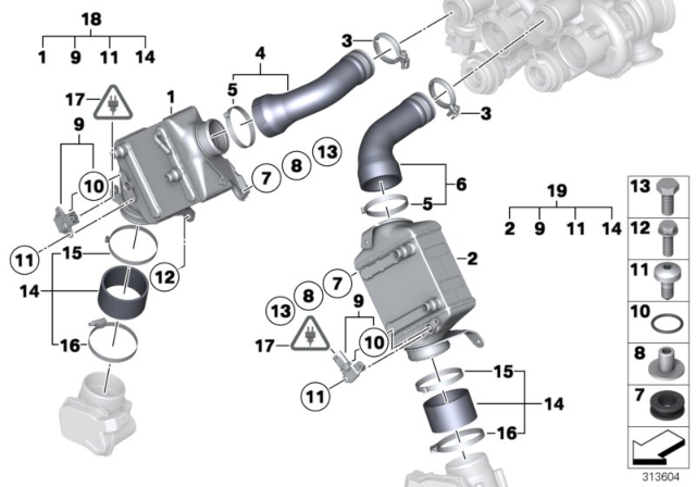 2011 BMW X5 M  Charge-Air Cooler Diagram for 17517589468