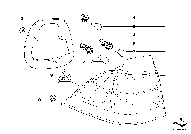2006 BMW 530xi Seal, Rear Light, Side Panel Diagram for 63126941472