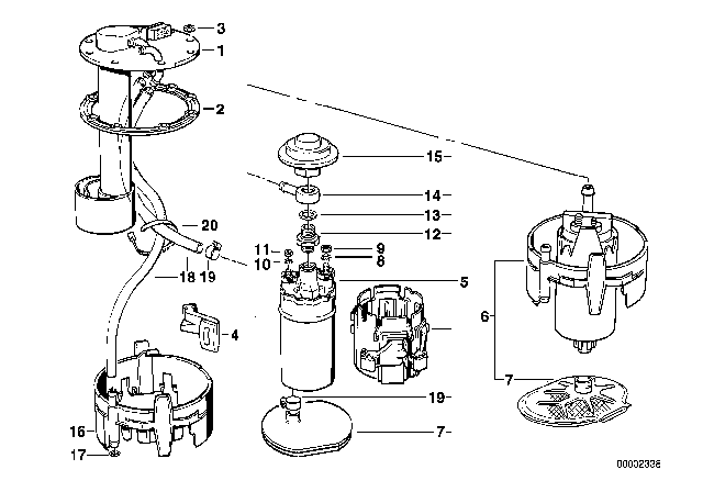 1993 BMW M5  Braket Fuel Pump Diagram for 16141179119