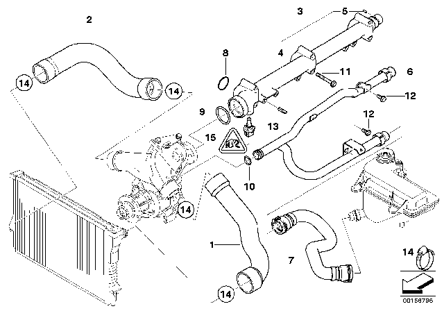 2001 BMW Z3 M  Water Hose Diagram for 11537830994