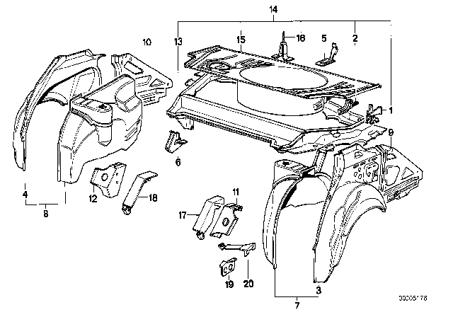 1990 BMW 750iL Wheel Arch Outer Rear Left Diagram for 41141948109