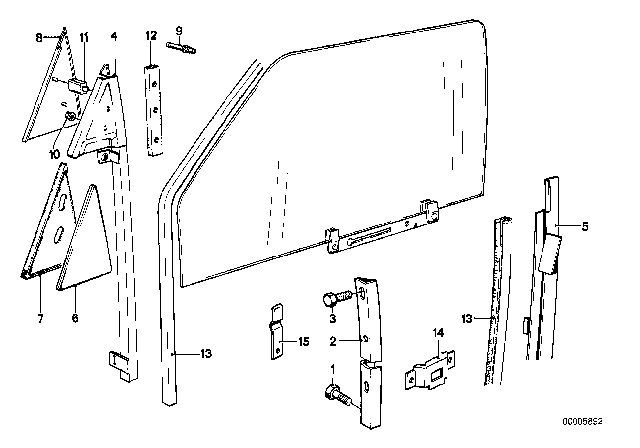 1977 BMW 320i  Guide Rail Rear Right Diagram for 51321823946