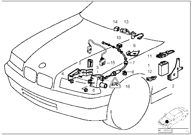 1999 BMW 318is  Actuator Supporting Plate Diagram for 65711387003
